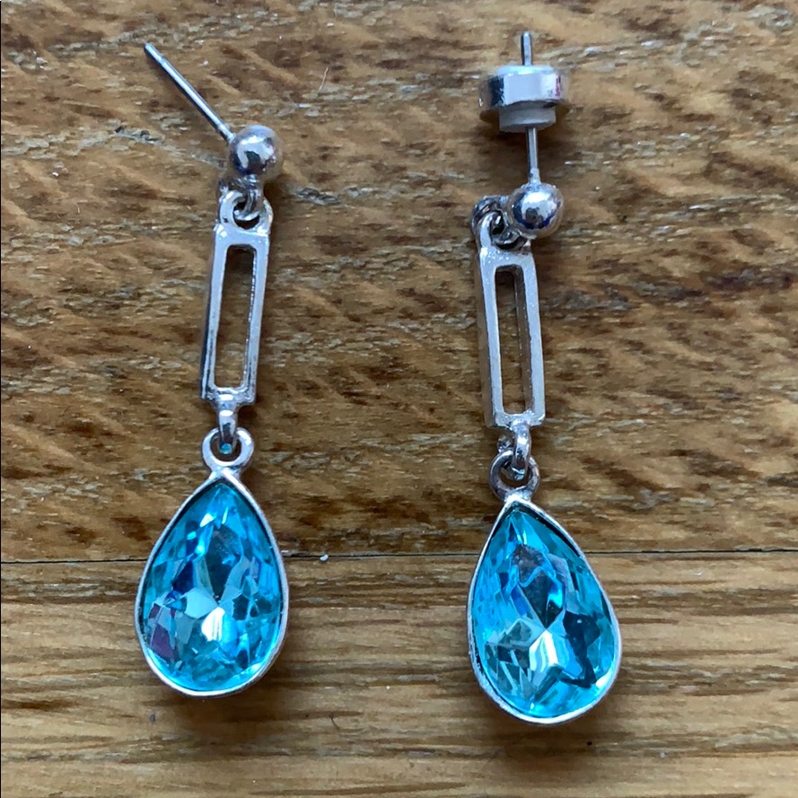 Blue Diamond Drop Earrings